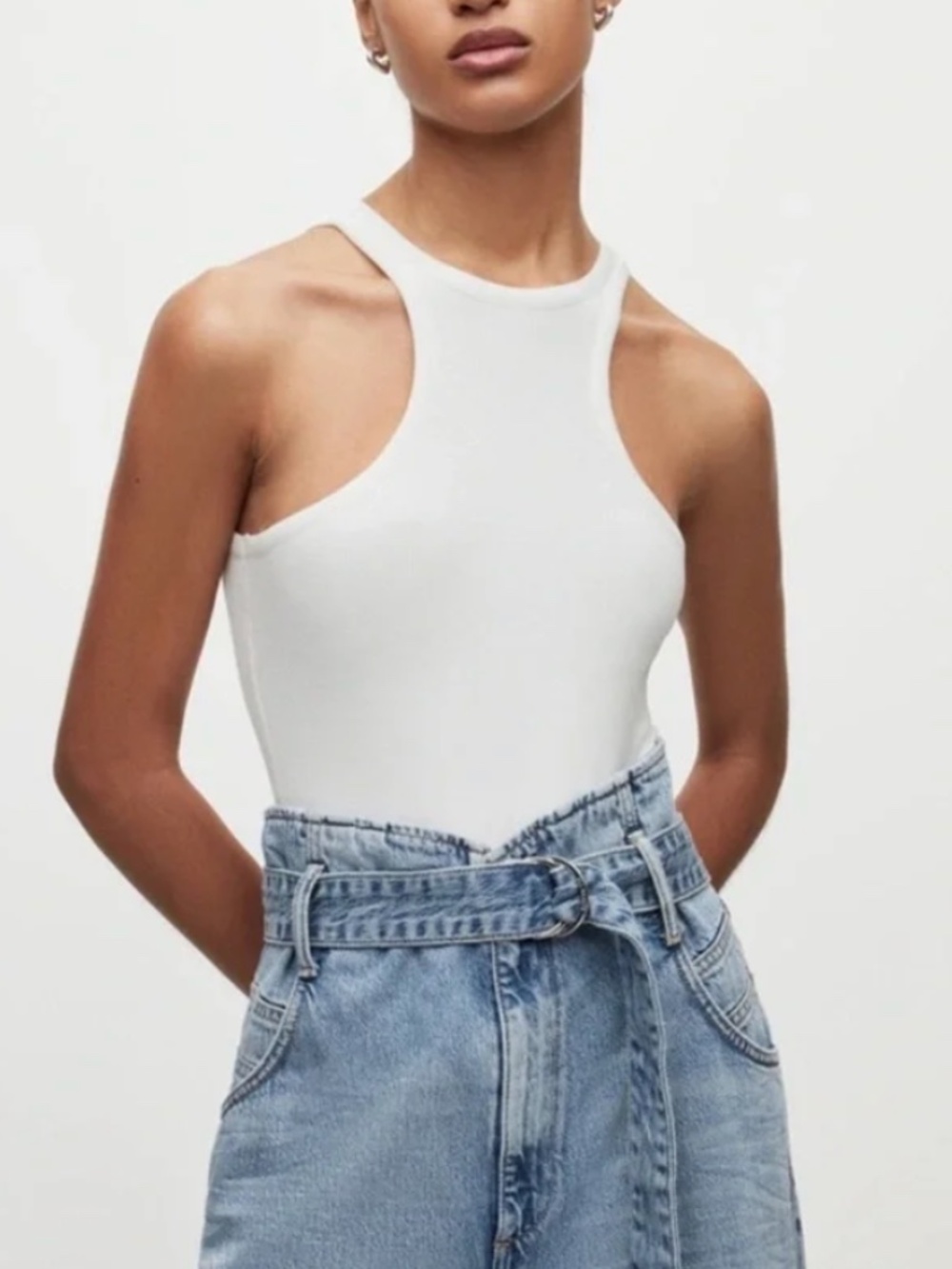 All Saints White Halter Neck Robbed Bodysuit - 4